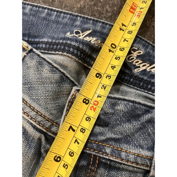 American Eagle Jeans Y2K Original Boot Low Rise Denim Jeans Distress Size 10 - Picture 8 of 10